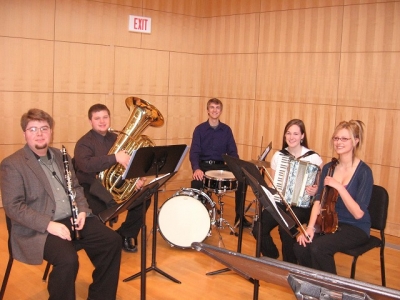 Senior clarinetist Ken Goss performing with a Truman Klezmer ensemble