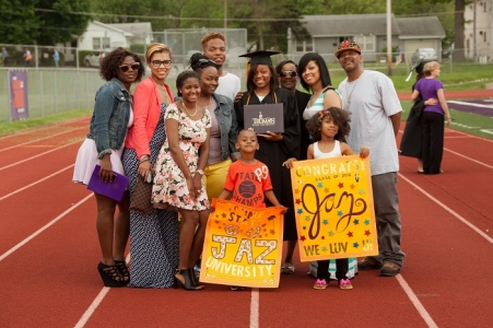 Posing for a photo with family and friends Celebrating with the family