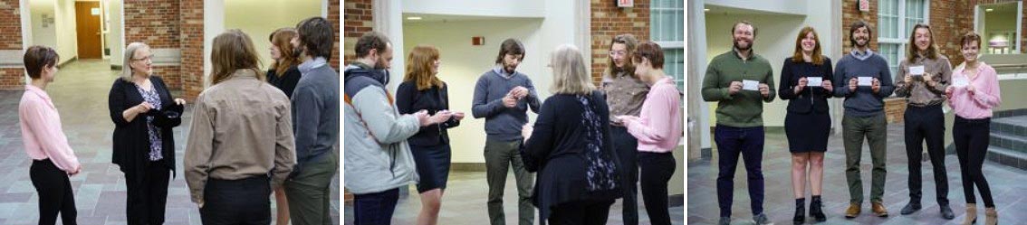 Students drawing their order for the 3MT competition
