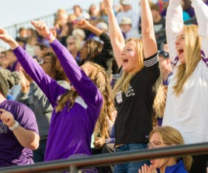 Bulldog fans cheering for the football team