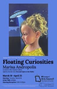 Floating Curiosities by  Marisa Andropolis poster featuring event details and artwork